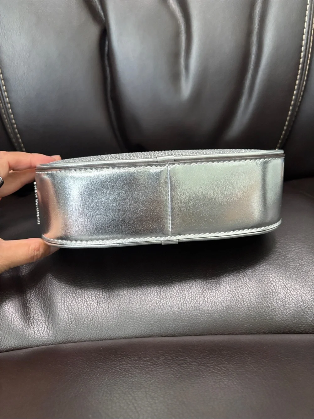 Michael Kors Women’s Silver Rhinestone Chain Crossbody Bag